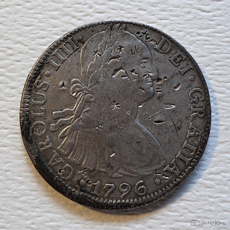 1796 Spanish dollar (piece of eight), Mexico mint by Mustang Joe via Flickr, 2011