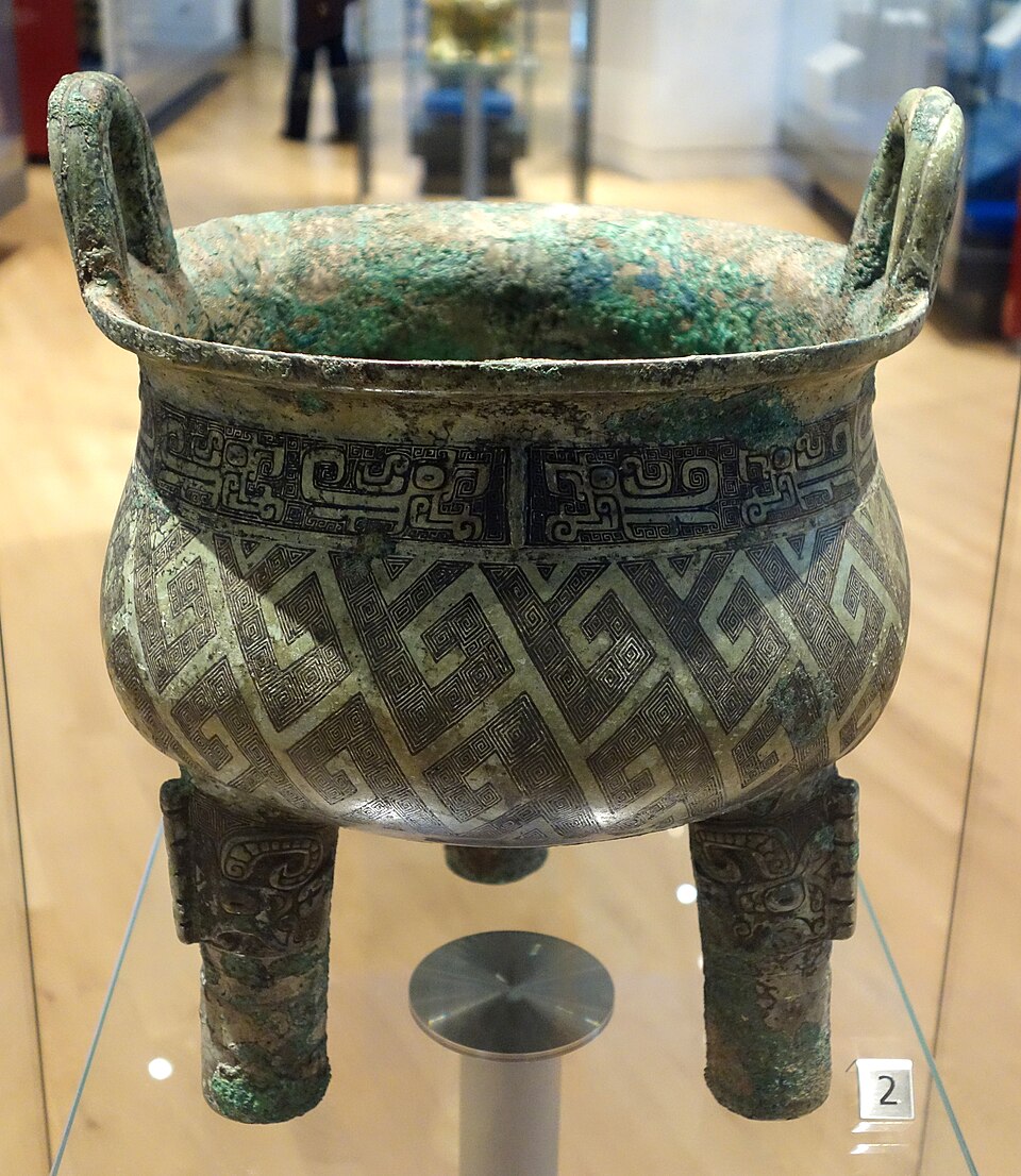 Bronze ding ritual vessel by China, Shang dynasty, 1300–1046 BC