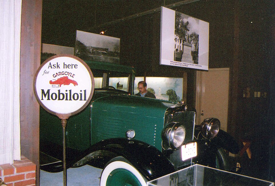 Antique car in a museum display by U.S. National Archives (National Road/Zane Grey Museum), c. 1995-2013