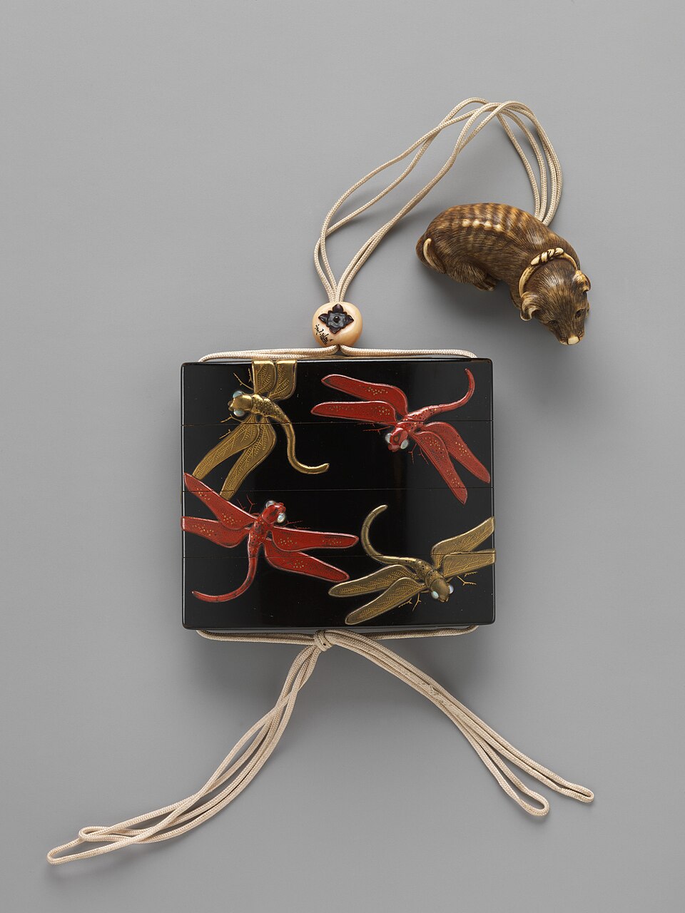 Lacquer inrō with dragonflies by Kōami Nagataka, Japan, late 1700s